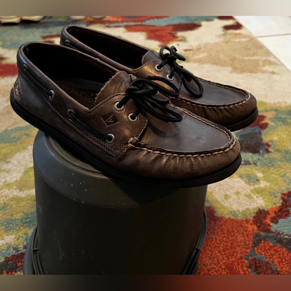 Sperry boat shoes Mens Black Leather Size 9M